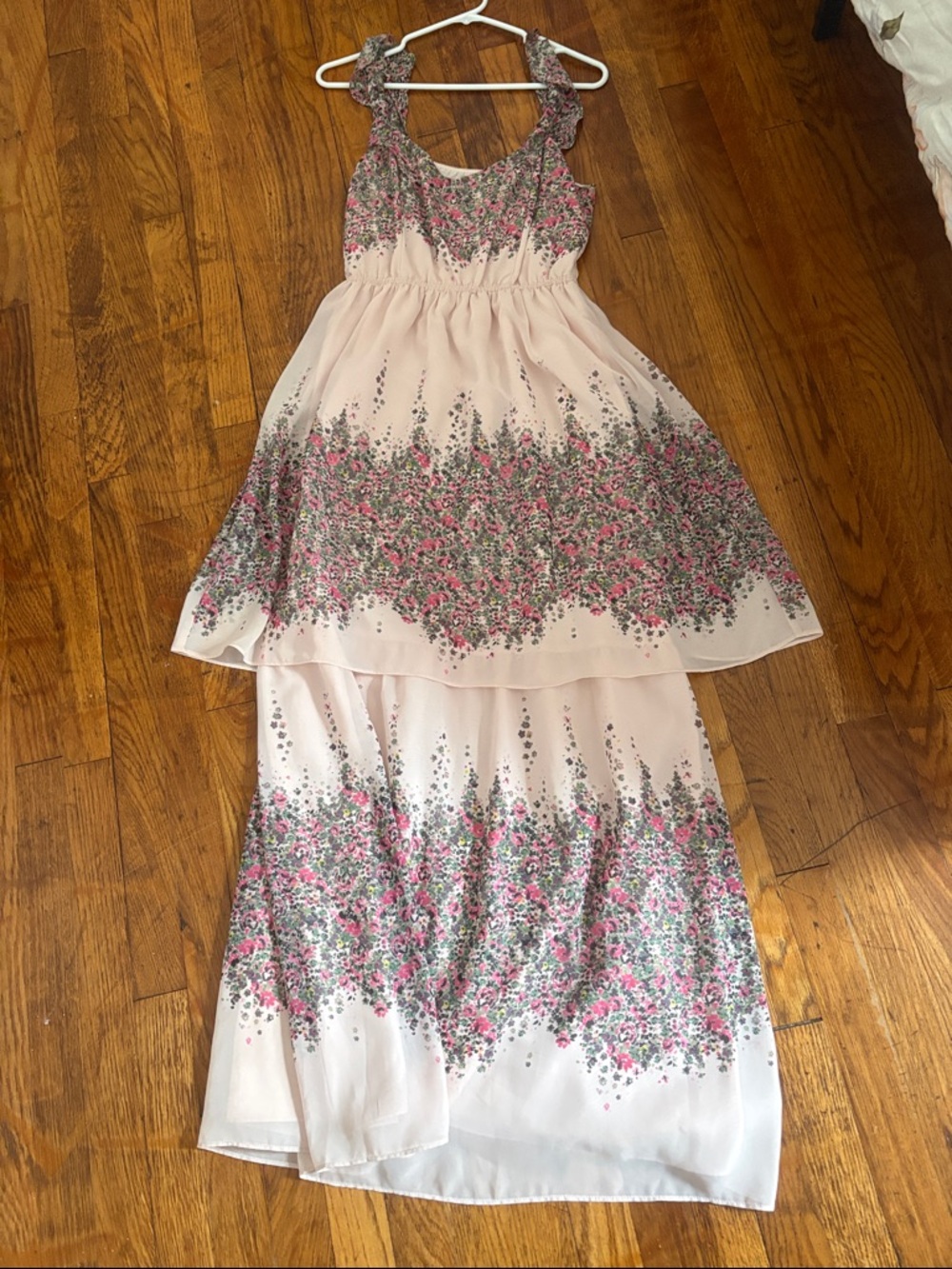 LC Lauren Conrad Pink Floral V-Neck Sundress
